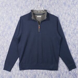 Collars & Co Sweater Mens Large 1/4 Zip Pullover Blue Golf Preppy Mock Neck